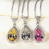 Pink Citrine Crystal Diamond Pendant Necklace for Women