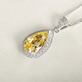 Pink Citrine Crystal Diamond Pendant Necklace for Women