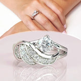 Women's Angel Wing Silver Colour Cubic Zirconia Ring