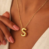 Bubble Letter Necklace Balloon Initial 18k Chain Alphabet Choker