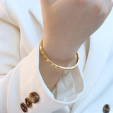 Classic Hollow Roman Numeral Steel Bracelet for Women