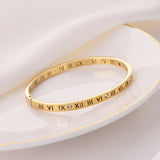 Classic Hollow Roman Numeral Steel Bracelet for Women