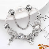 Classic Love Key Charm Bracelet With Heart Beads Pendant