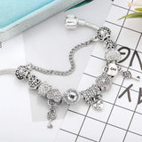 Classic Love Key Charm Bracelet With Heart Beads Pendant