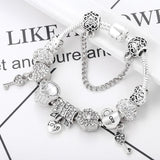 Classic Love Key Charm Bracelet With Heart Beads Pendant