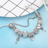 Classic Love Key Charm Bracelet With Heart Beads Pendant