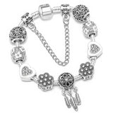 Classic Love Key Charm Bracelet With Heart Beads Pendant