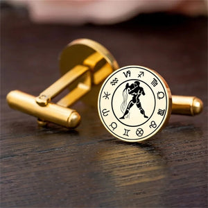 Zodiac Constellation Cufflinks Stainless Steel Wedding Jewelry