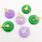 Green Violet Donut Jades Stone Rhinestone Pendant Necklace
