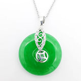 Green Violet Donut Jades Stone Rhinestone Pendant Necklace