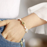 Classy Baroque Pearl Plated Beads Charm Bracelet