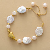Classy Baroque Pearl Plated Beads Charm Bracelet