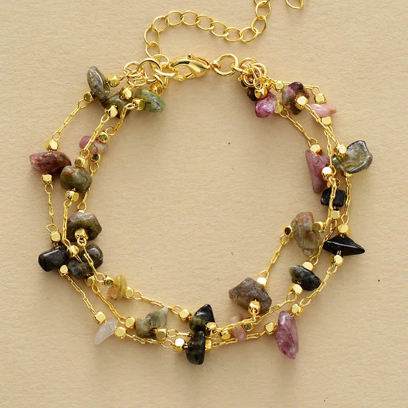 Elegant Multi-strand Tourmaline Bracelet for Women