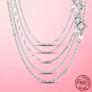 925 Silver Clavicle Chain Link Choker Necklace Lobster Clasp