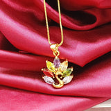 Colorful Zircon Peacock Pendant Necklace Yellow Filled Charm Jewelry