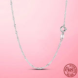 925 Silver Choker Necklace Clavicle Chain Link Lobster Clasp Necklaces
