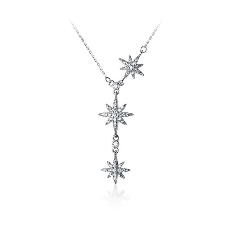 S925 Sterling Silver Star Pendant Clavicle Chain Necklace for Women