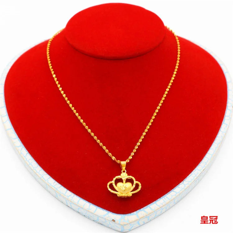 Clavicle Euro Copper Gold-plated Love Pendant Necklace Women's