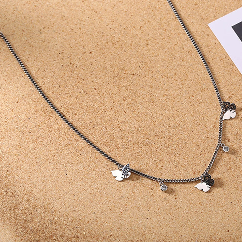 Clavicle Short Chain Necklace Silver 925 Punk Gothic Chocker