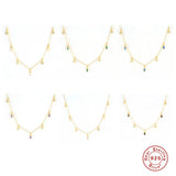 925 Silver Clavicle Rectangle Necklace with Colorful Zircon