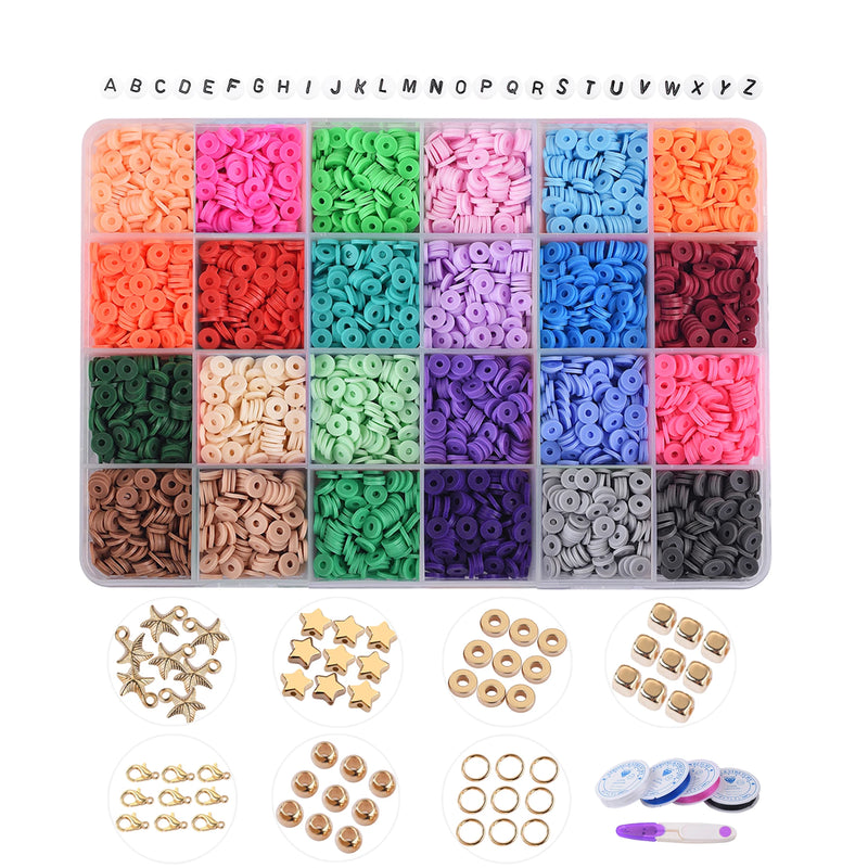 6mm Rainbow Disc Clay Beads for Jewelry Making Kit