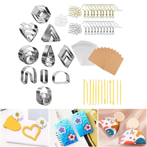 Clay Earring Cutters with Earring Cards and Hooks