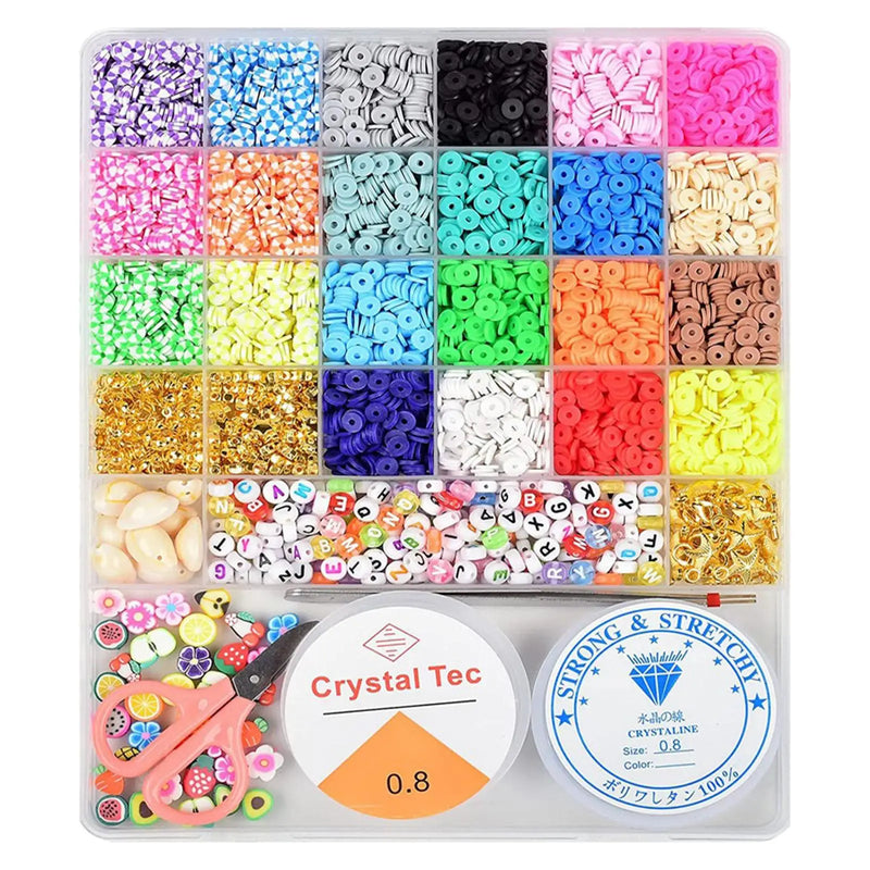 Colorful Clay Spacer Beads with Elastic Strings for DIY Crafts