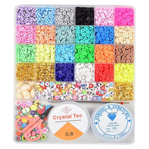 Colorful Clay Spacer Beads with Elastic Strings for DIY Crafts