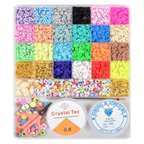 Clay Spacer Beads Round Flat Elastic Strings for Necklace Bracelets Craft