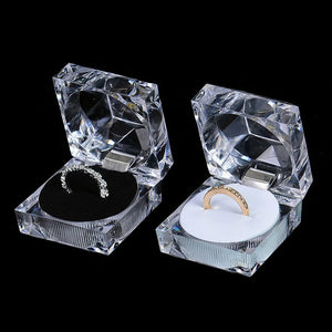Clear Acrylic Crystal Ring Earrings Display Boxes Storage Organizer