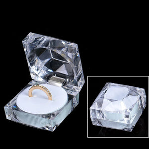 Clear Acrylic Crystal Ring Earrings Display Boxes Storage Organizer