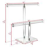 Clear Acrylic Round Bracelet Display Holder 2 Tier T-Bar Jewelry Display