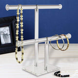 Clear Acrylic Round Bracelet Display Holder 2 Tier T-Bar Jewelry Display