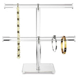 Clear Acrylic Round Bracelet Display Holder 2 Tier T-Bar Jewelry Display
