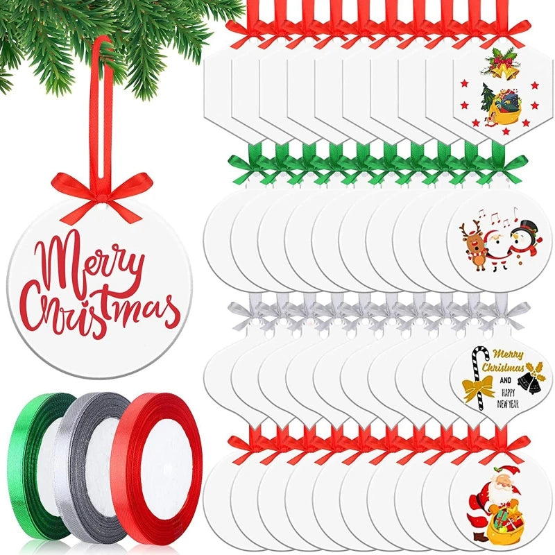 Acrylic Christmas Ornament Keychain Blanks for DIY Craft