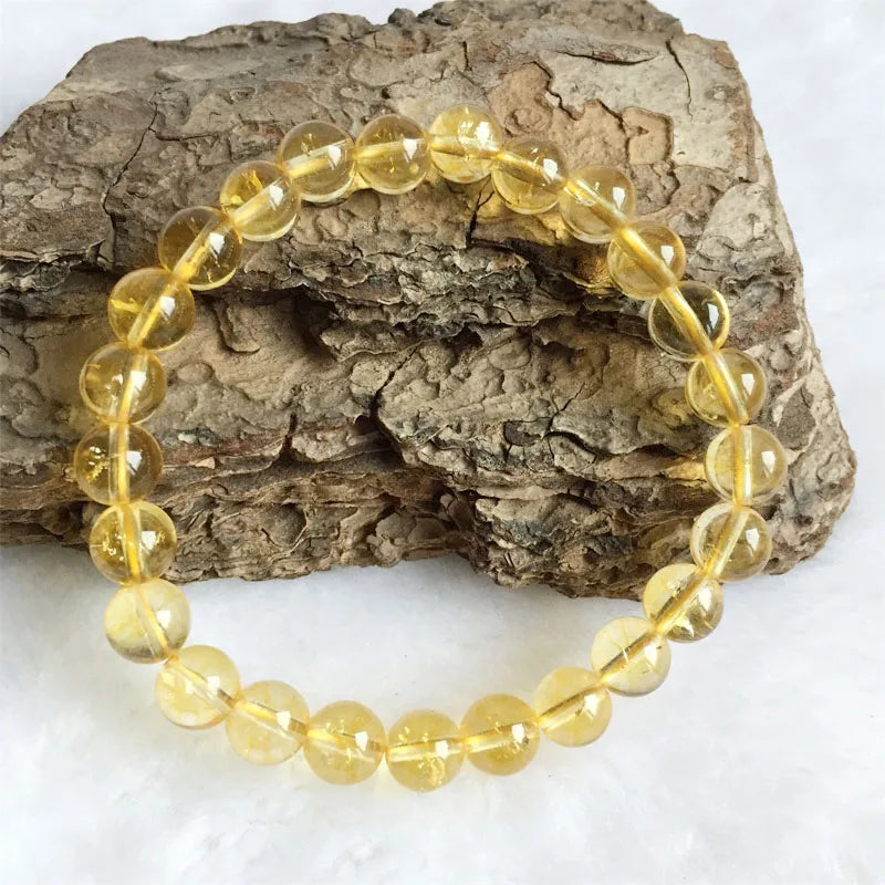 Vintage Brazil Citrine 8MM Bracelet Natural Stone Jewelry
