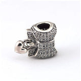 Silver 925 Bow & Love Heart Crystal Beads for Bracelets