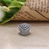 Sterling Silver CZ Geometric Square Charms for Bracelets