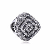 Sterling Silver CZ Geometric Square Charms for Bracelets