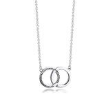 925 Sterling Silver CZ Circles Necklace Women Fine Jewelry Collar Pendant