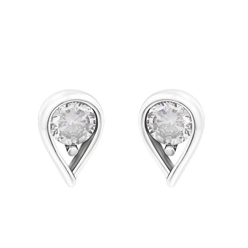 CZ Crystal Stud Earrings 925 Sterling Silver Women's Jewelry Brincos