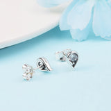 CZ Crystal Stud Earrings 925 Sterling Silver Women's Jewelry Brincos