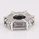 Clear CZ Crystal Spacer Charm Beads 925 Sterling Silver Bracelet DIY
