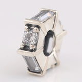 Clear CZ Crystal Spacer Charm Beads 925 Sterling Silver Bracelet DIY