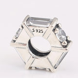 Clear CZ Crystal Spacer Charm Beads 925 Sterling Silver Bracelet DIY