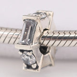 Clear CZ Crystal Spacer Charm Beads 925 Sterling Silver Bracelet DIY
