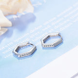 Heart Geometry Shape Hoop Earrings 925 Silver
