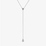 Clear CZ Geometric Y Necklace 925 Silver Choker for Women Chain Collier