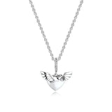 Sterling Silver Heart & Angel Wings Pendant Necklace