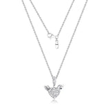 Sterling Silver Heart & Angel Wings Pendant Necklace